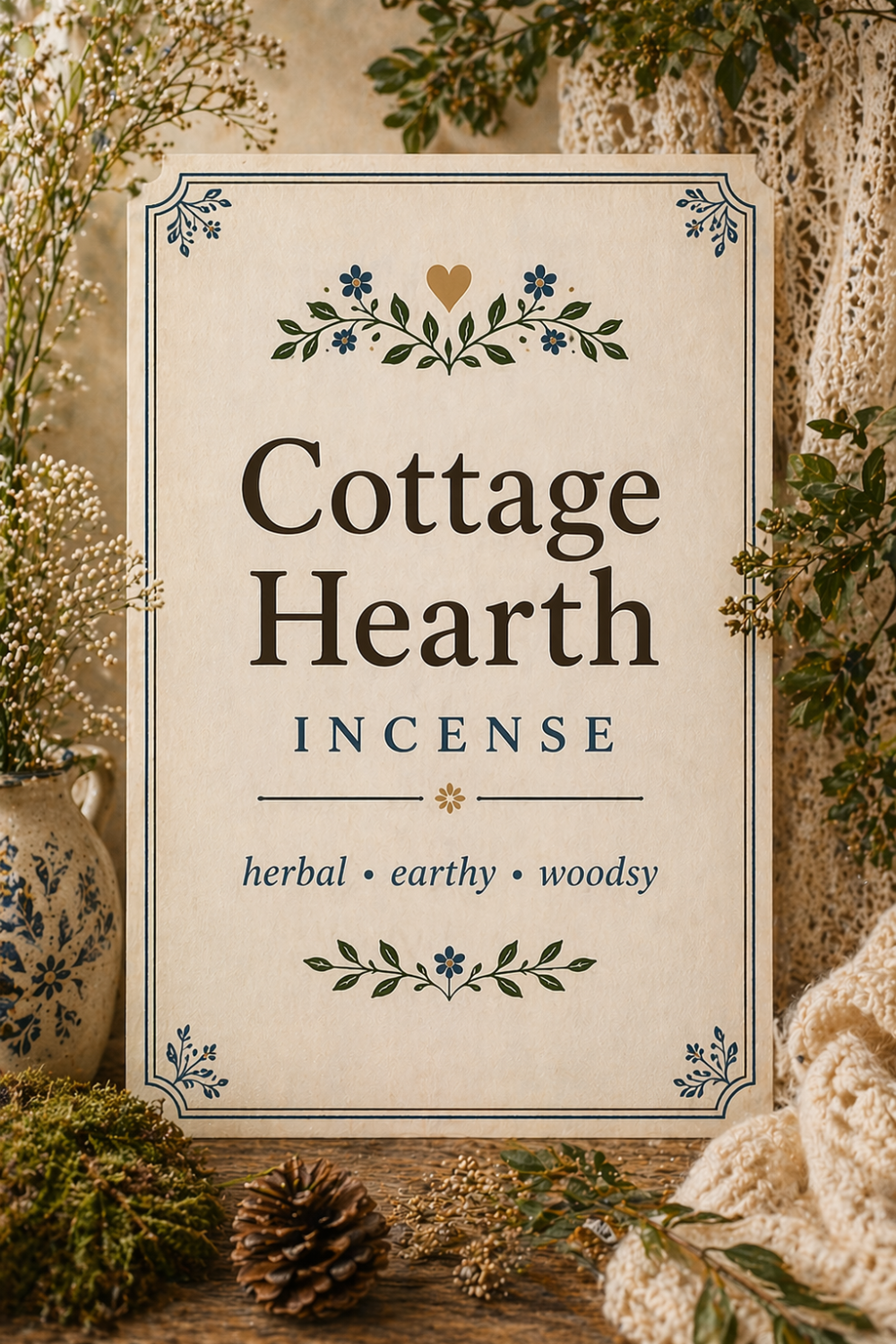 Cottage Hearth Incense Warm Herbal Wood Scent for Cozy Evenings