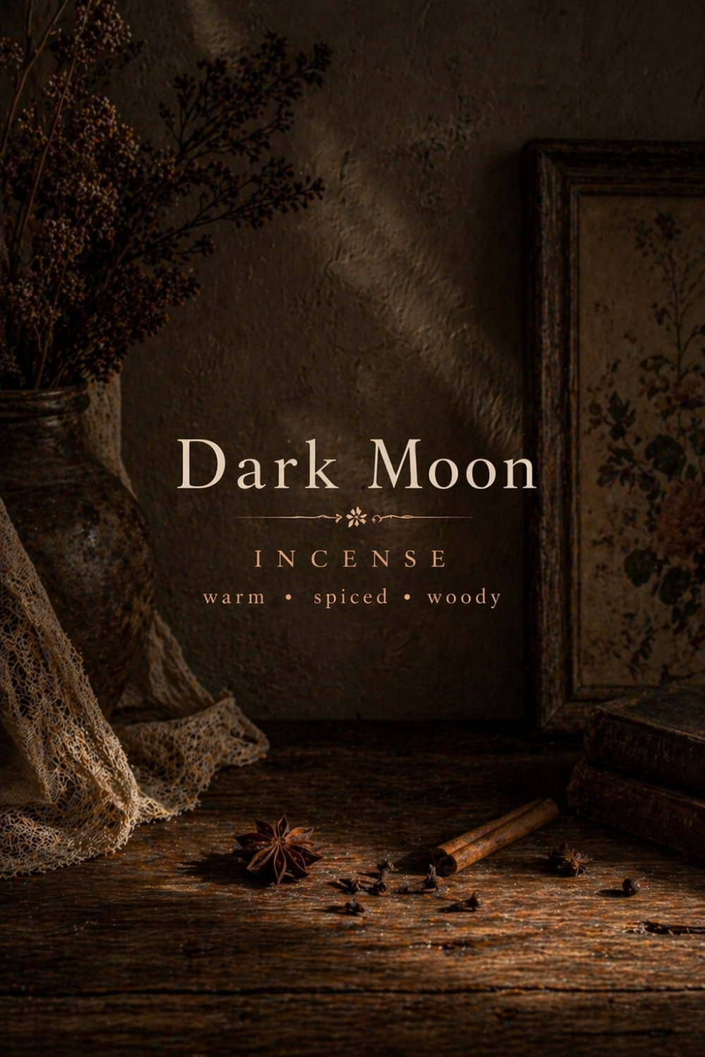 Dark Moon Incense Warm Spiced Wood Scent for Quiet Evenings