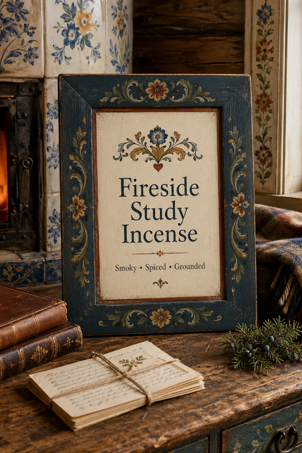 Fireside Study Incense Smoky Leather Rum and Sandalwood Scent