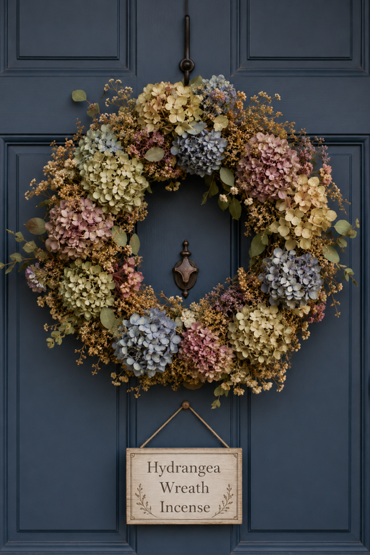 Hydrangea Wreath Incense for Autumn Cottage Comfort