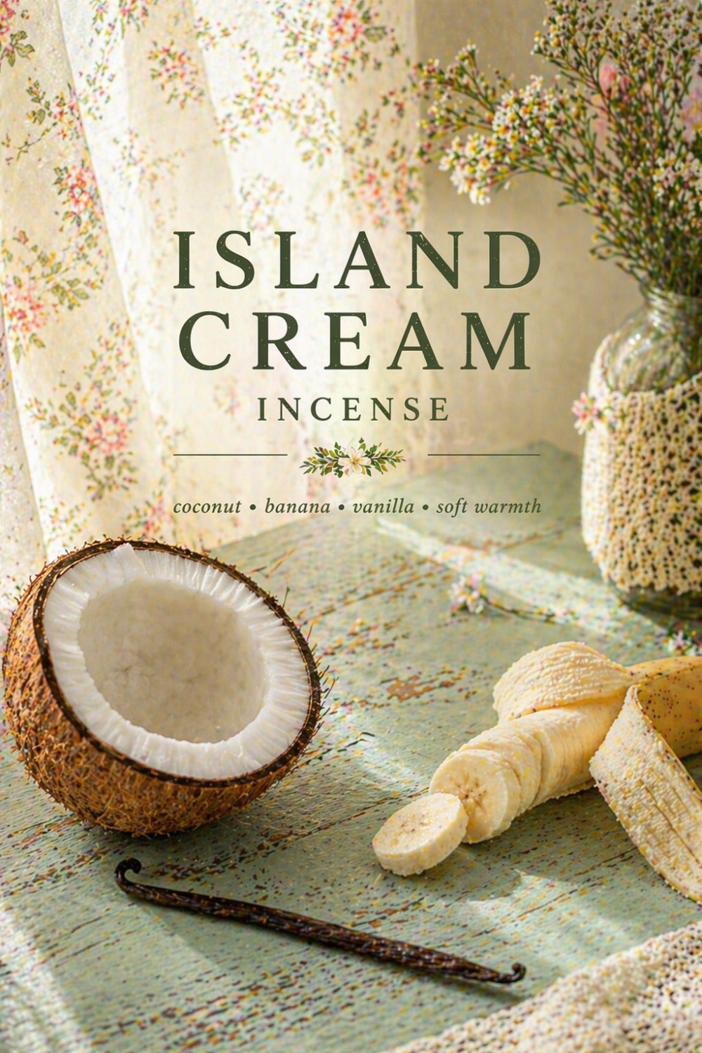 Island Cream Incense – Warm Coconut and Soft Tropical Fruit Blend