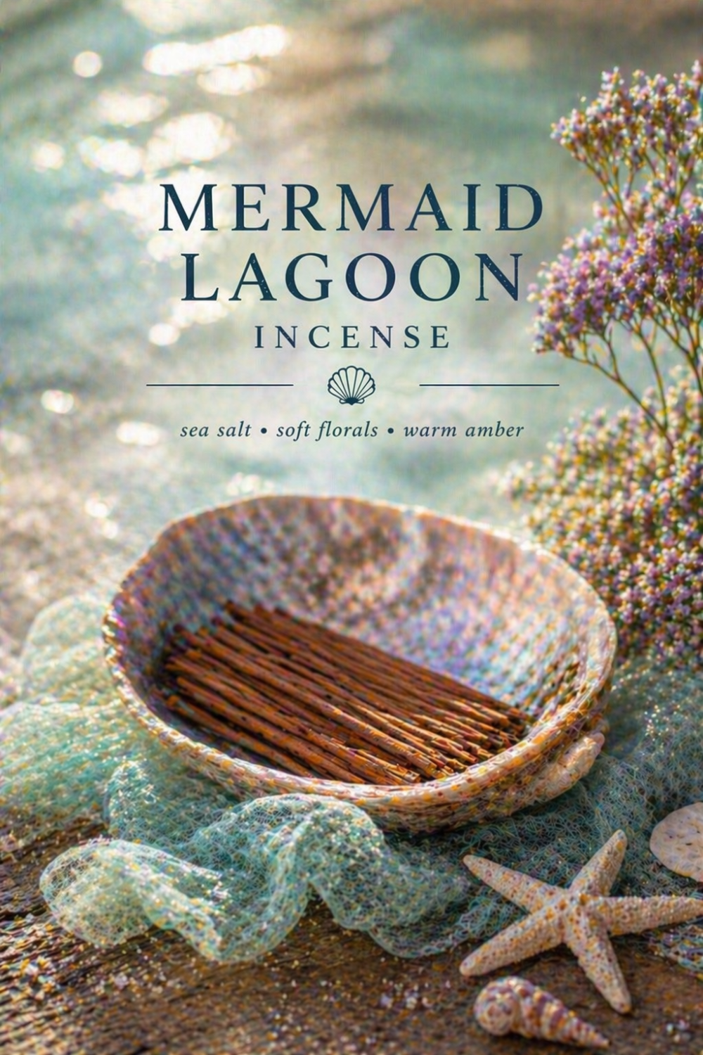 Mermaid Lagoon Incense – Fresh Coastal Florals with Soft Amber Finish