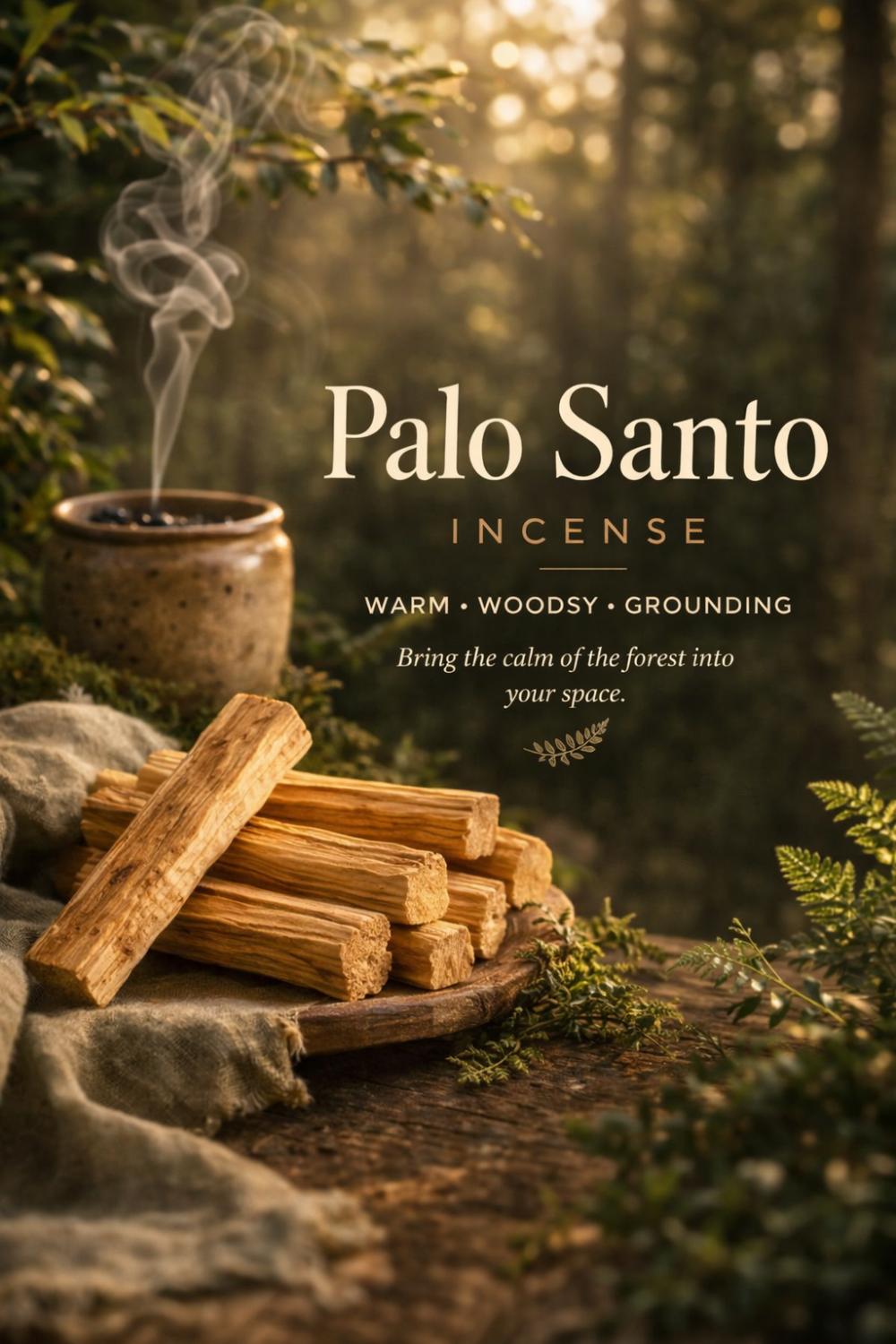Palo Santo Incense – Warm Woodsy Scent for a Calm, Cozy Home