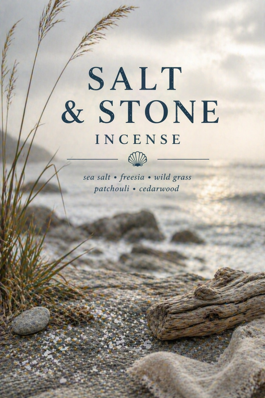 Salt & Stone Incense – Fresh Coastal Air with Soft Earth and Woods