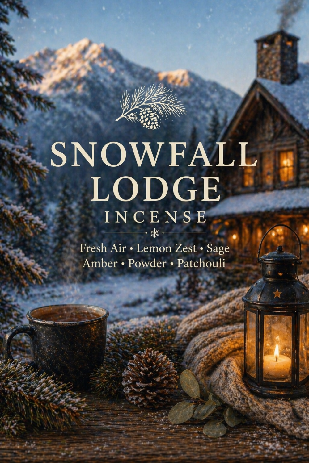 Snowfall Lodge Incense Fresh Air Amber Winter Home Scent