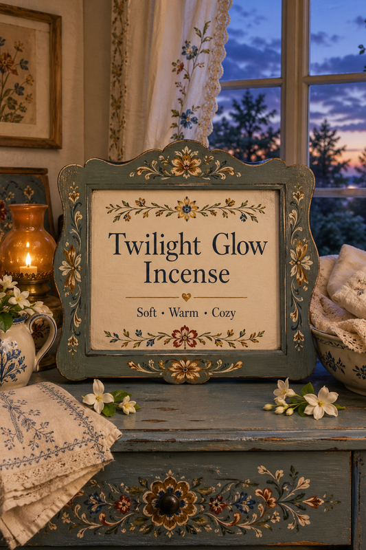 Twilight Glow Incense Soft Linen Vanilla Amber and Musk Scent
