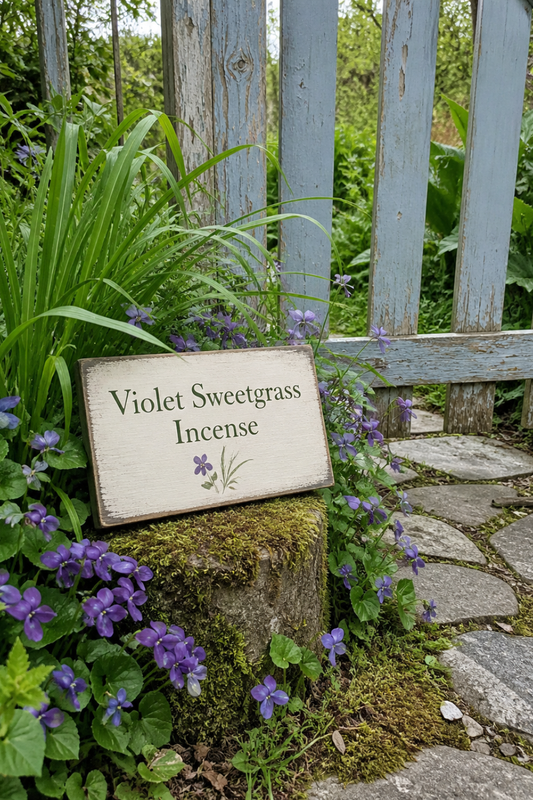 Violet Sweetgrass Incense A Fresh Green Floral Scent for Spring Cottage Days