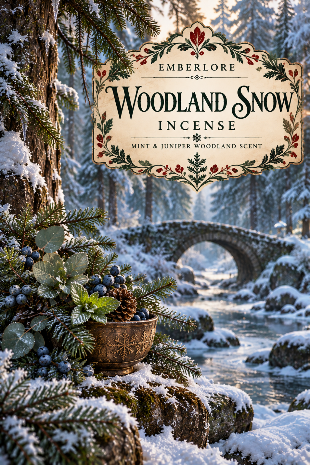 Woodland Snow Incense Cool Mint Eucalyptus Forest Scent