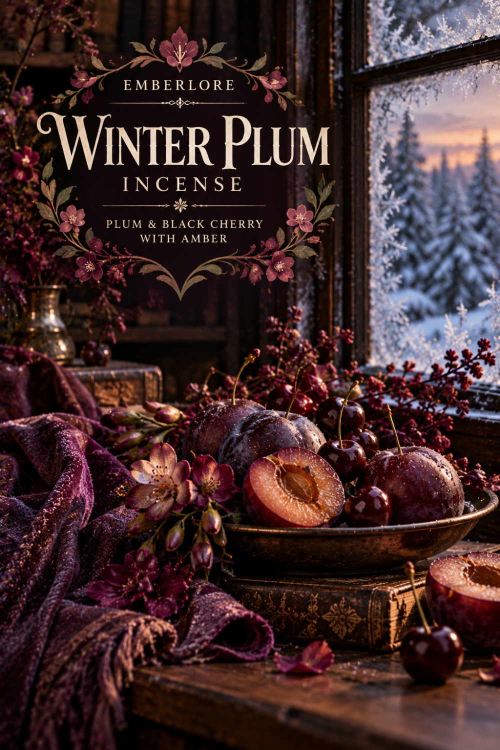 Winter Plum Incense | Plum & Black Cherry Incense | Dark Fruit Scent